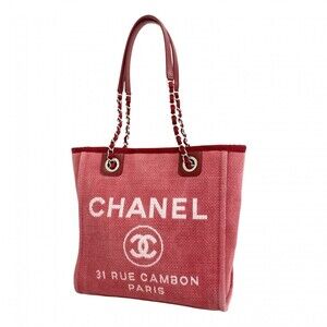 CHANEL Pink Canvas Deauville Tote Bag